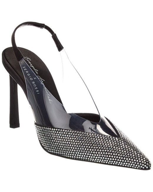 Sergio Rossi Metallic X Evangelie Smyrniotaki Satin & Vinyl Slingback Pump