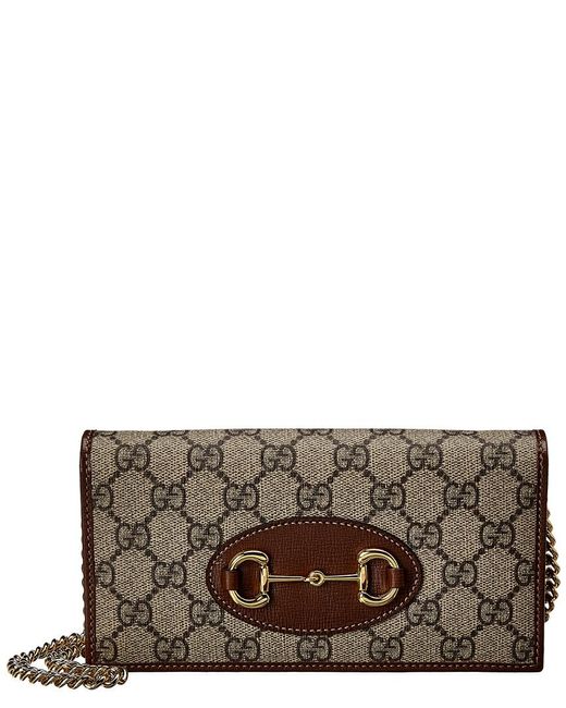 Gucci Horsebit 1955 Gg Supreme Canvas & Leather Wallet On Chain in Grey ...