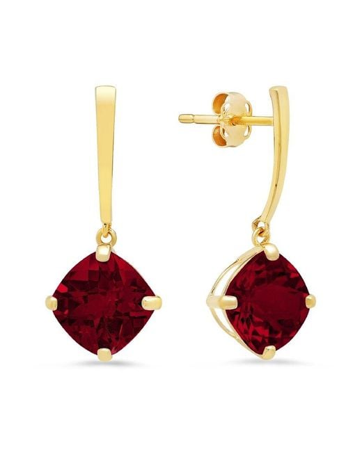 MaxColor Multicolor 14k 4.20 Ct. Tw. Garnet Drop Earrings