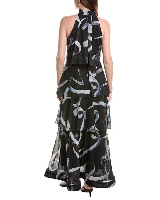 MILLY Black Salem Brushed Chiffon Bell Dress