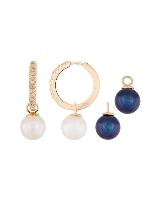 Masako Pearls Multicolor Splendid Pearls 14k 0.06 Ct. Tw. Diamond 7-7.5mm Pearl Earrings