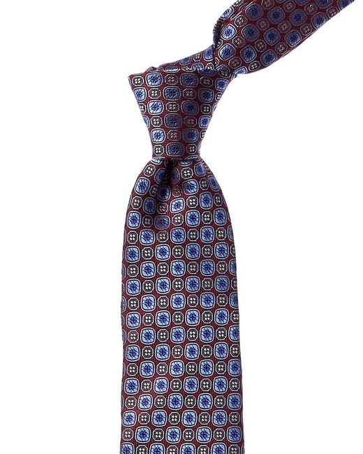 Canali Blue & Red Tile Silk Tie for Men | Lyst