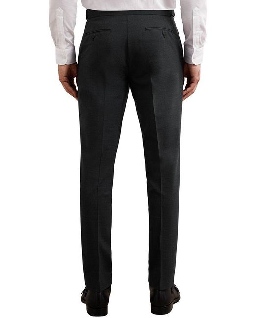 Reiss Black Promise Plain Weave Wool-Blend Trouser for men