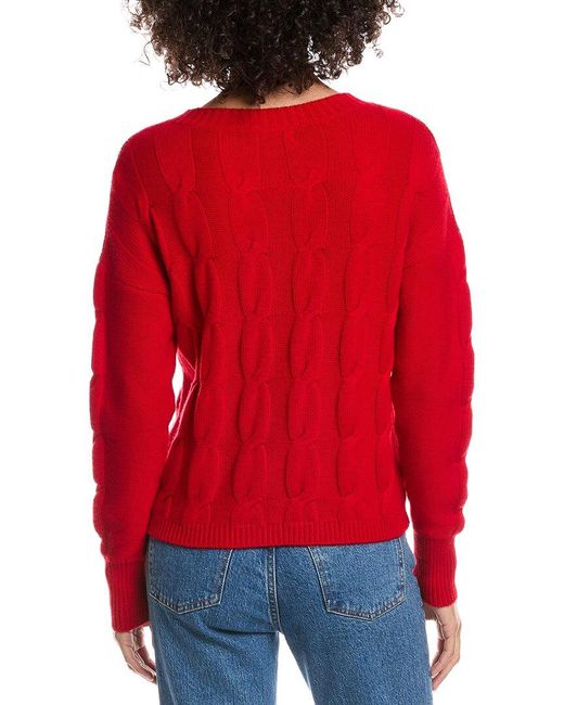 Forte Red Crop Cable Wool & Cashmere-Blend Sweater
