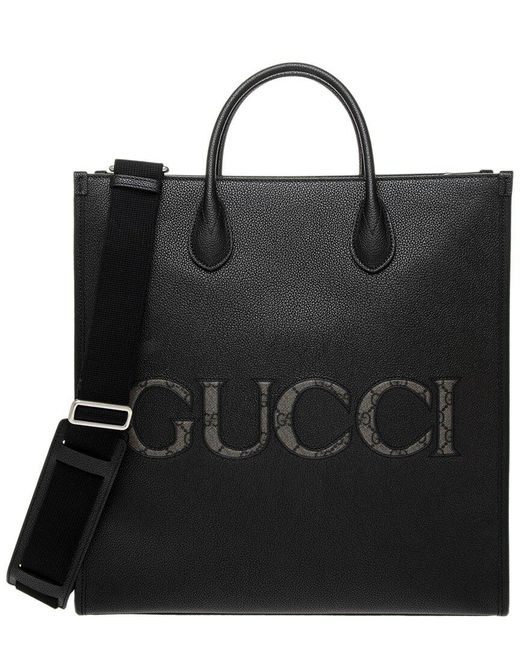 Gucci Black Medium Canvas & Leather Tote