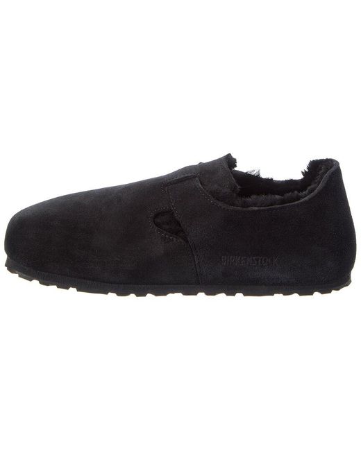 Birkenstock Black London Narrow Suede & Shearling Clog