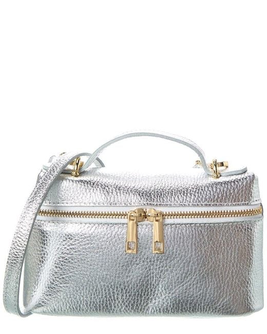 Persaman New York Gray Livia Leather Crossbody
