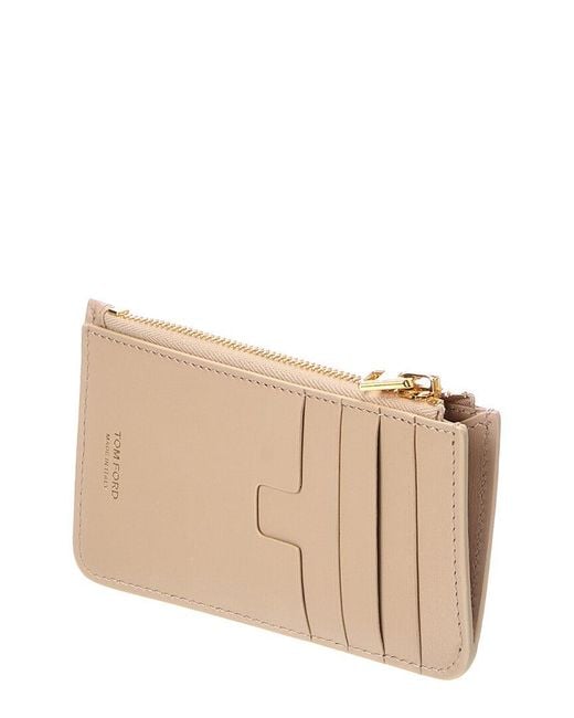 Tom Ford Natural Palmellato Leather Zip Card Holder