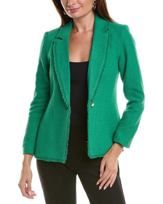 Nanette Lepore Green Boucle Single-Button Blazer