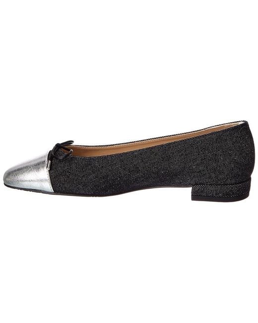 Stuart Weitzman Black Sleek Bow Denim Flat