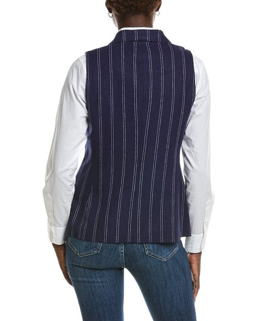 Jones New York Blue Peak Lapel Linen-Blend Vest