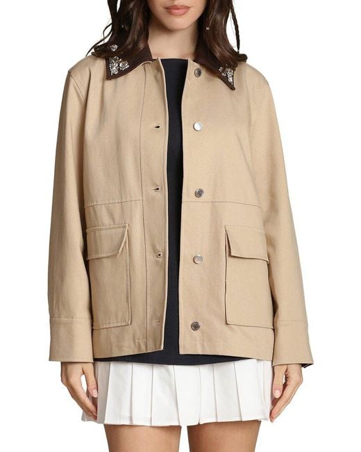 Avec Les Filles Natural Embellished Collar Barn Jacket
