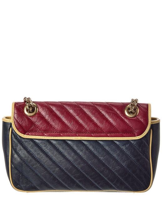 Gucci Red Multi Calfskin Leather Azalea Diagonal Small Torchon GG Marmont (authentic Pre-loved)