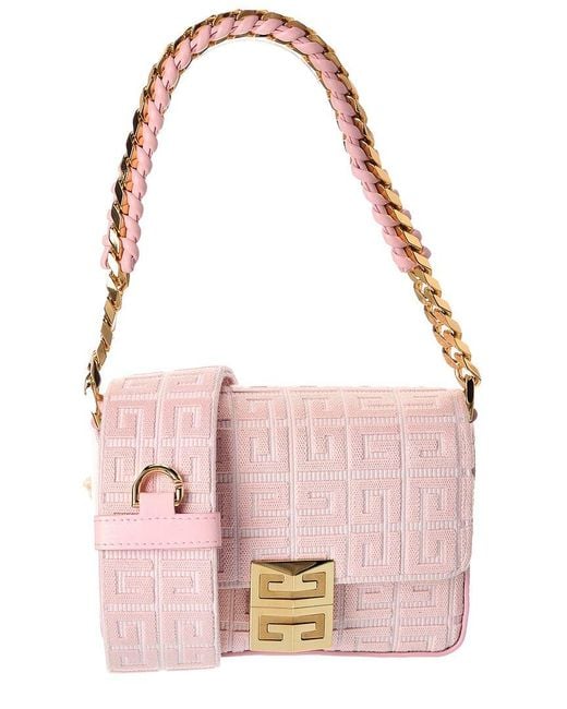 Givenchy Pink 4g Logo Small Canvas & Leather Shoulder Bag