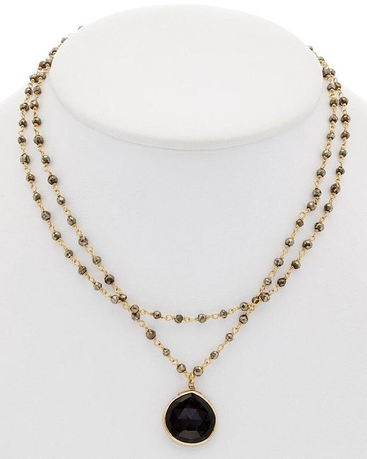 Rachel Reinhardt Jewelry White 14K Over Onyx & Pyrite Necklace