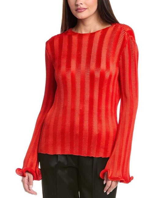 Jonathan Simkhai Red Carys Mock Neck Top