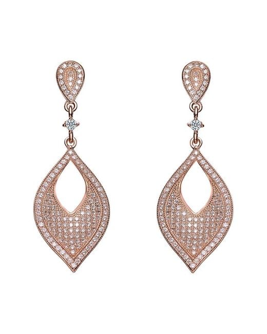 Genevive Jewelry Pink 14k Rose Gold Vermeil Cz Drop Earrings
