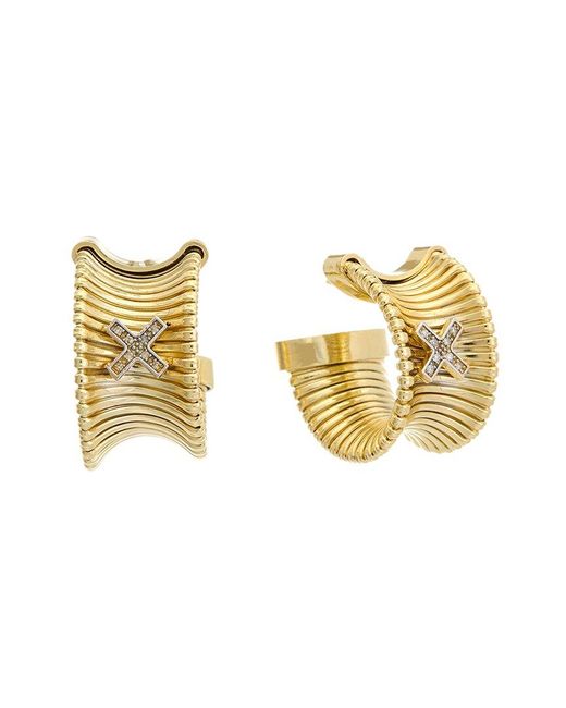 Meshmerise Metallic 18k Over Silver 0.12 Ct. Tw. Diamond Earrings