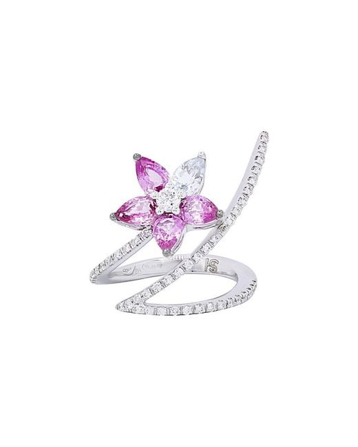 Diana M Multicolor Fine Jewelry 18k 2.89 Ct. Tw. Diamond & Sapphire Ring