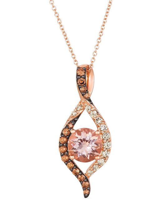 Le Vian Metallic Le Vian 14k Rose Gold 2.02 Ct. Tw. Diamond & Morganite Pendant Necklace