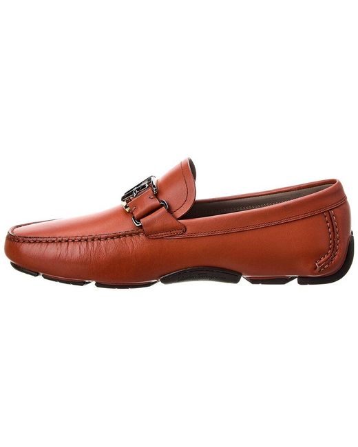 Ferragamo Red Peter Leather Driver for men