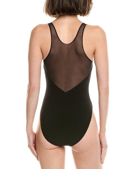 Norma Kamali Black Racer Deep-V Combo One-Piece