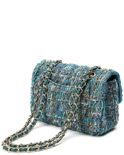 Tiffany & Fred Paris Blue Tweed & Leather Crossbody