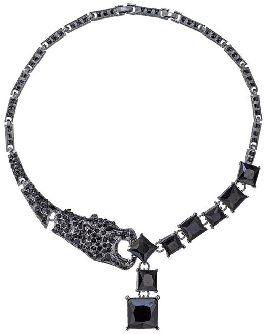 Eye Candy LA Metallic Crystal Leopard Statement Necklace