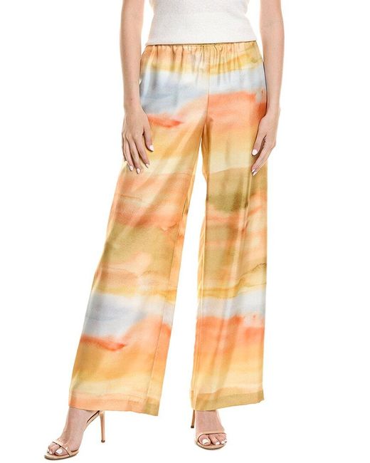 Lafayette 148 New York Orange Riverside Silk Pant
