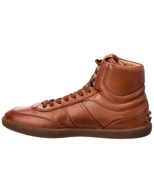 Tod's Brown Leather High-top Sneaker for men