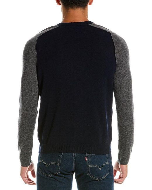 Autumn Cashmere Black Colorblocked Saddle Wool & Cashmere-blend Crewneck Sweater for men