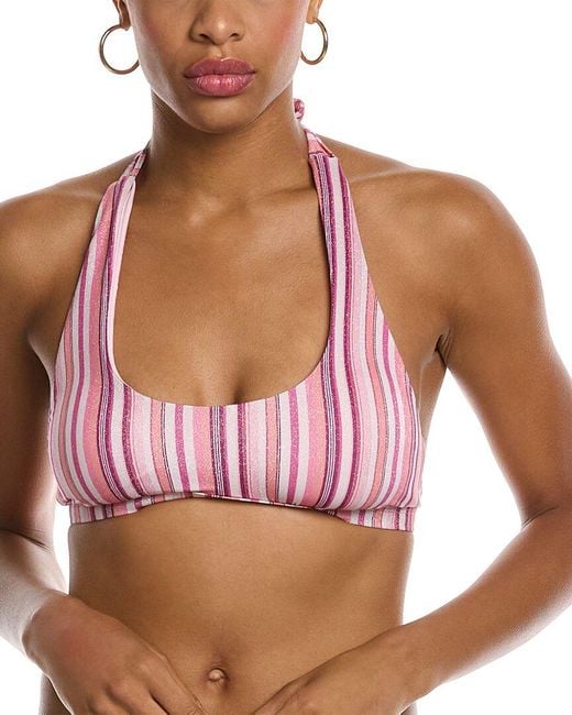 Splendid Pink Lurex Stripe Halter Top