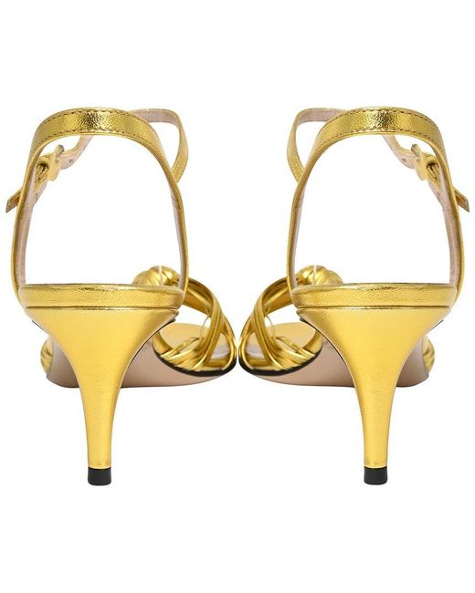 Gucci Metallic Leather Snake-print Ankle Strap Sandal (authentic Pre-loved)