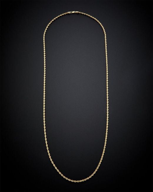 Italian Gold Black 14k Rope Chain Necklace for men