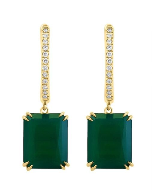 Effy Fine Jewelry 14k 6.19 Ct. Tw. Diamond & Green Onyx Earrings