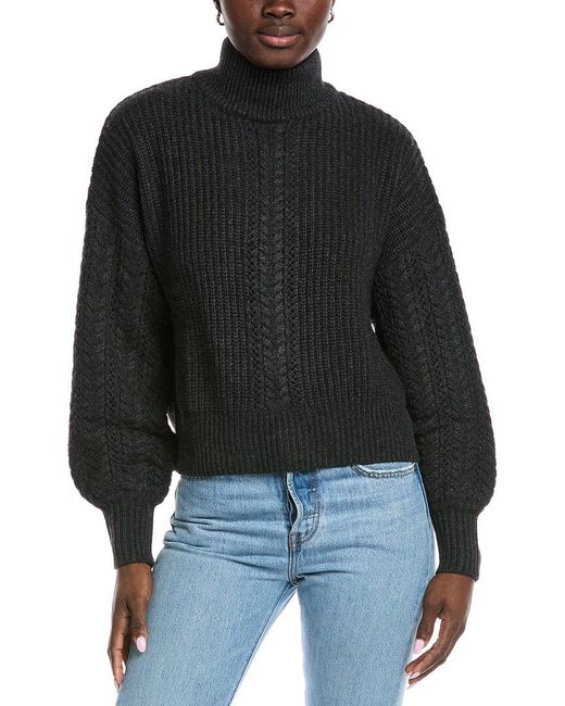 Autumn Cashmere Black Mock Neck Cashmere & Wool-Blend Sweater