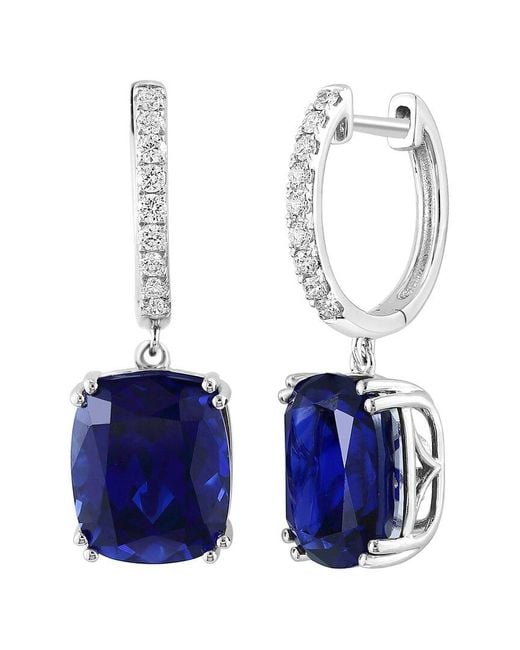 Effy Fine Jewelry Blue 14K 10.71 Ct. Tw. Lab-Grown Diamond & Lab-Grown Sapphire Earrings