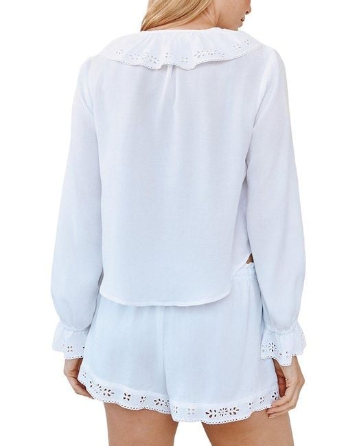 Bella Dahl White Tie-Neck Ruffle Top