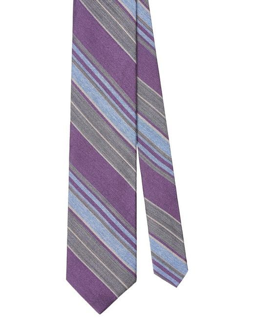Robert Talbott Purple Silk Large Multi Repp Necktie for men