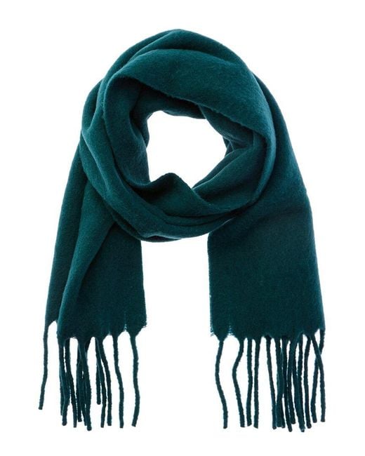 Vince Green Lofty Solid Leather-Trim Wool & Alpaca-Blend Scarf