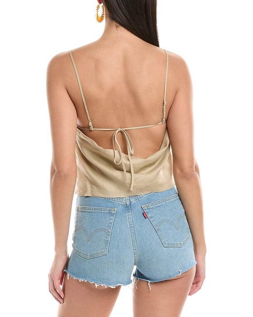 Onia Blue Air Square Neck Linen-Blend Tank