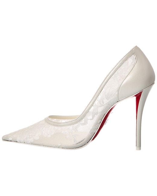 Christian Louboutin White Miss Z 100 Mesh & Leather Pump