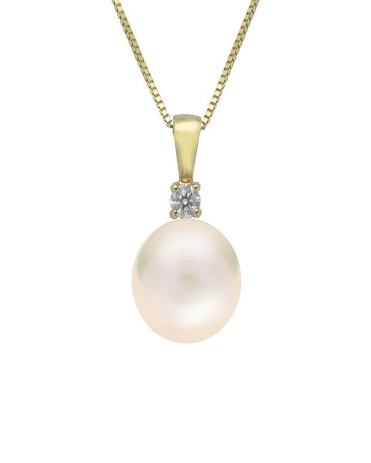 Pearls White Imperial 14K 0.12 Ct. Tw. Diamond 10-11Mm South Sea Pearl Pendant Necklace