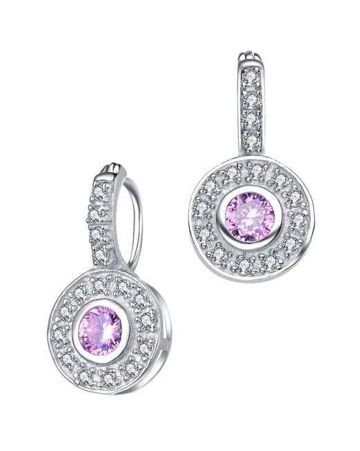 Rachel Glauber Metallic Rhodium Plated Cz Dangle Earrings
