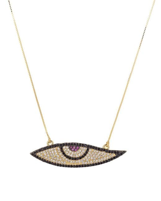 Eye Candy LA White The Luxe Collection Silver Cz Evil Eye Necklace