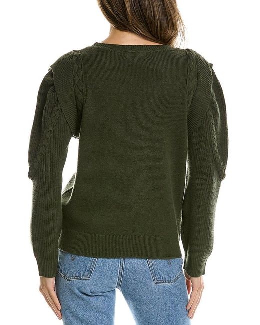 Lea & Viola Green Braided Wool & Cashmere-Blend Sweater