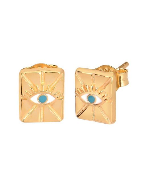 Gabi Rielle Natural Modern Touch Collection 14k Over Silver Cz Evil Eye Studs