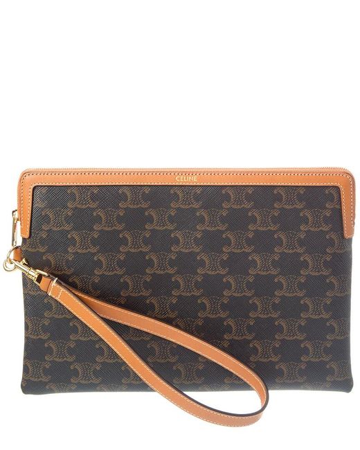 Céline Gray Troimphe Small Canvas & Leather Pouch