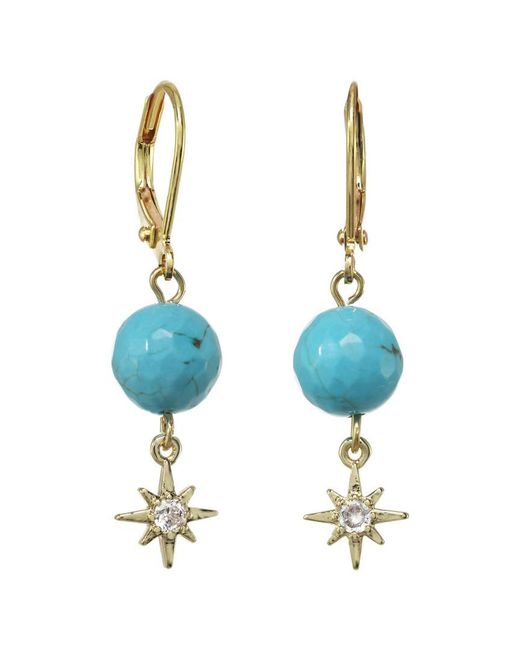 Rachel Reinhardt Jewelry Blue 14k Over Silver Turquoise Cz Star Drop Earrings