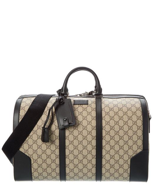 Gucci Brown Medium Gg Supreme Canvas & Leather Duffel Bag